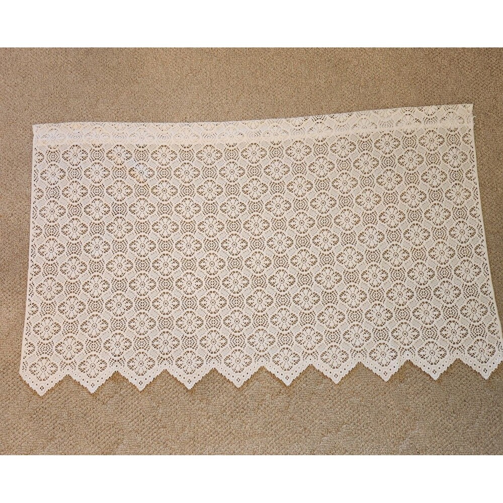 Lace Curtain Panels 59" Wide x 35" Tall White 4 Panels Floral Scalloped Edge